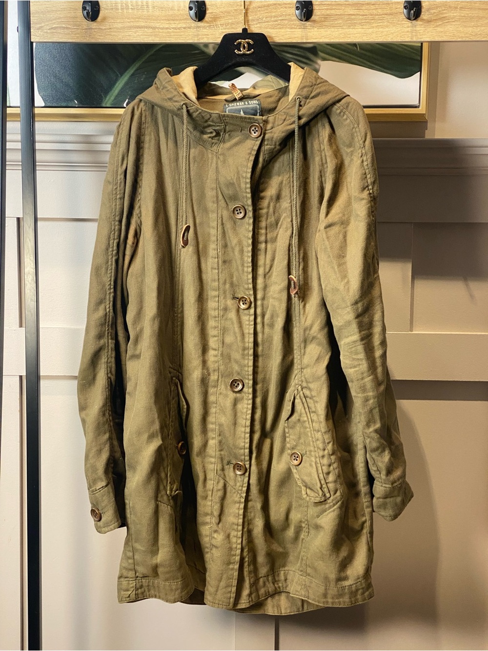 Women’s Utility Jacket Womens Hooded Anorak Utility Jacket, Avocado, Large